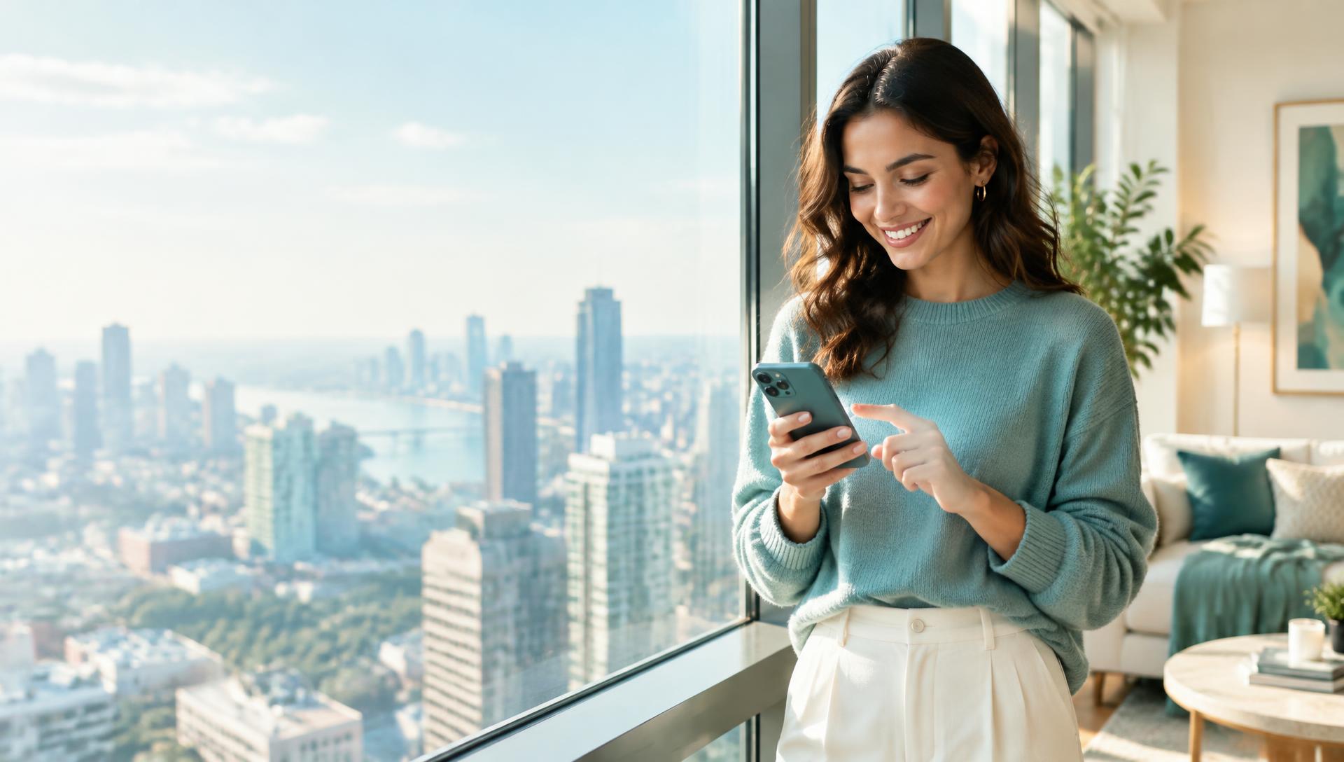 Customer banking on her phone